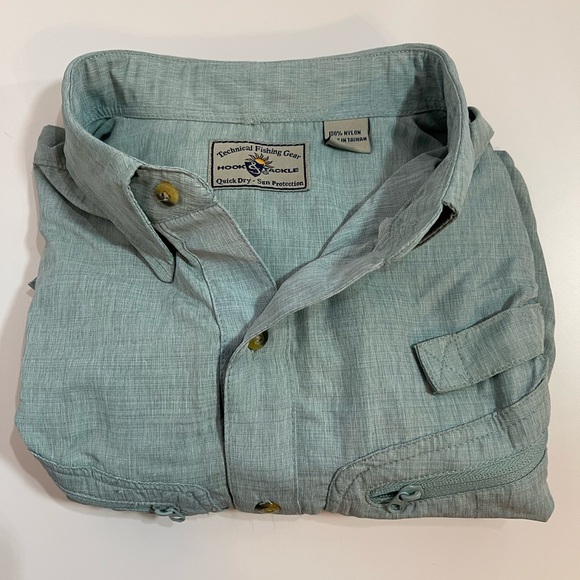 Hook & Tackle L Mens Air/X Fishing Gear Shirt 50 UV Protection Long Sleeve Blue - Picture 6 of 7